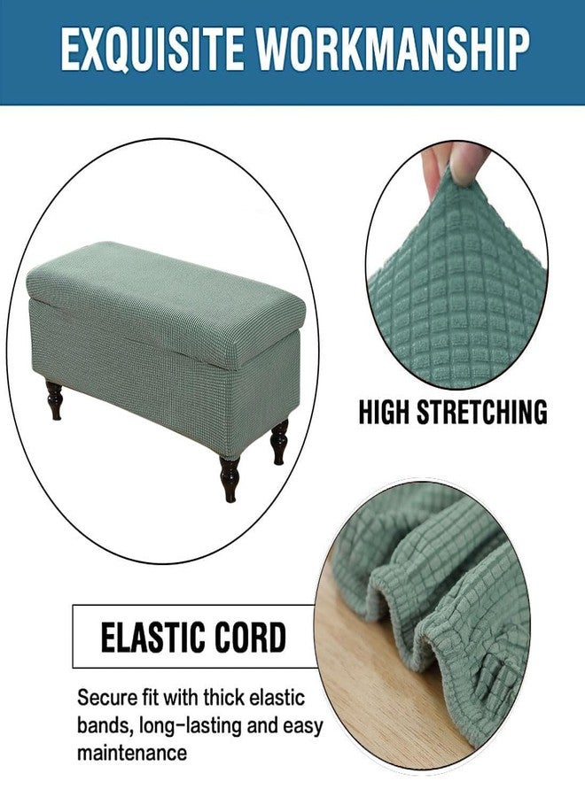 غطاء عثماني مستطيل الشكل من قماش الجاكار المطاطي، قابل للإزالة والطي مع أربطة مطاطية، لون أخضر فاتح كبير - Image 5